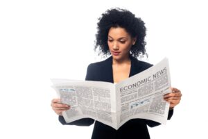 Trader reading market news