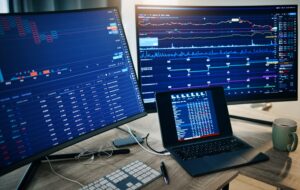 Financial stats on screen for Automated Forex Trading Myths.