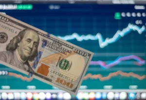 Smart Money Trading Signals with $100 bill and stock market chart background