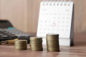 Stack of coins with calendar showing Zero Days to Expiration Options concept