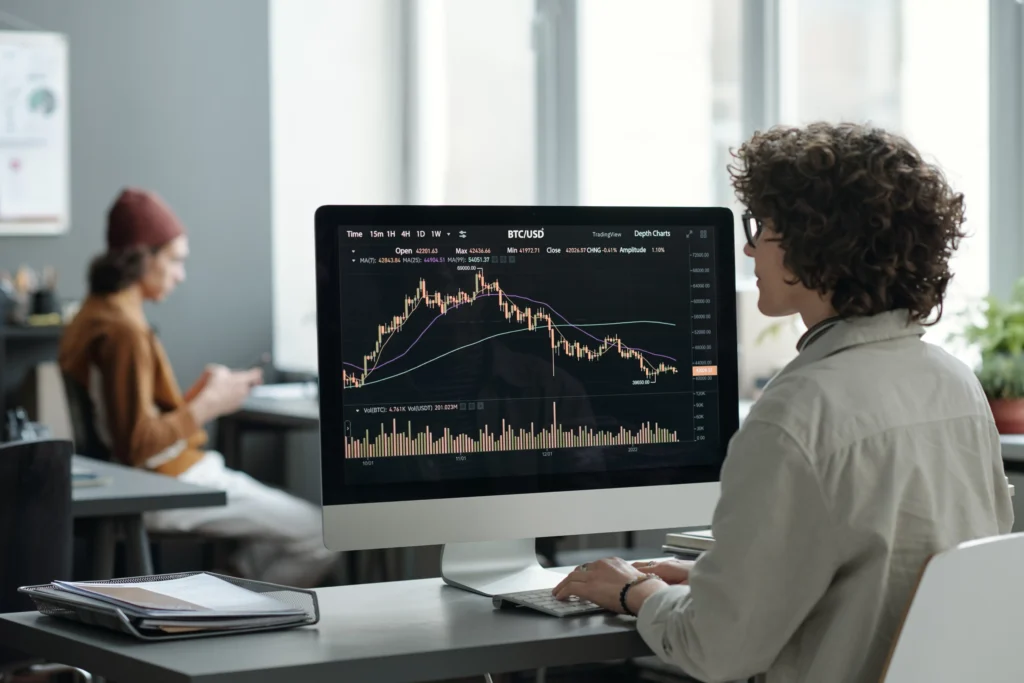 Margin trading chart on computer