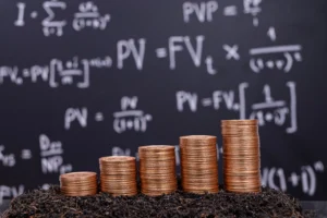 Money Flow Index (MFI) concept with stacked coins symbolizing investment growth and financial strategy in 2025.