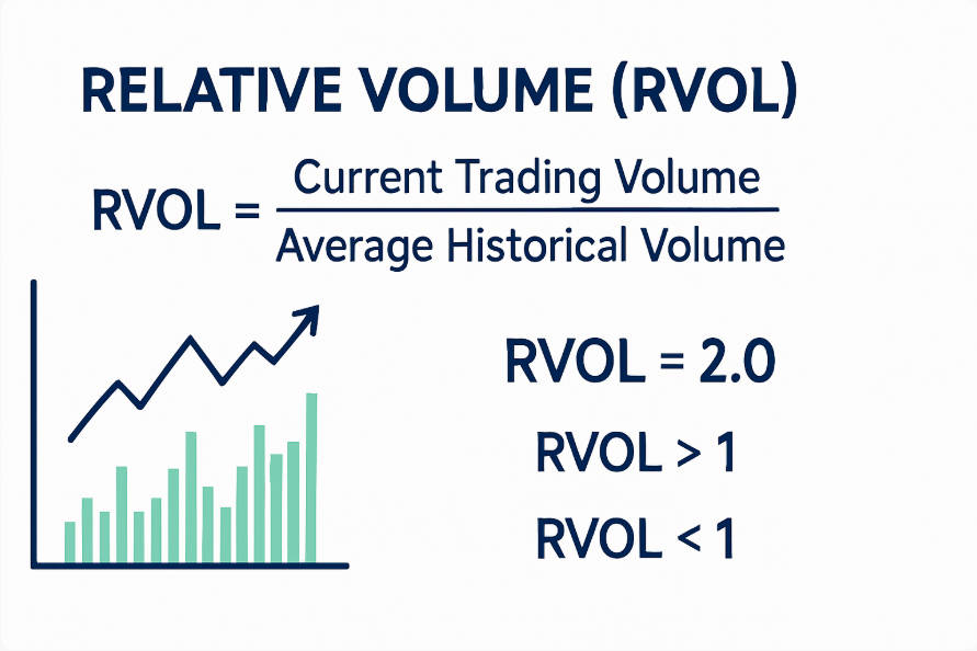 Relative Volume = Current Volume ÷ Average Volume