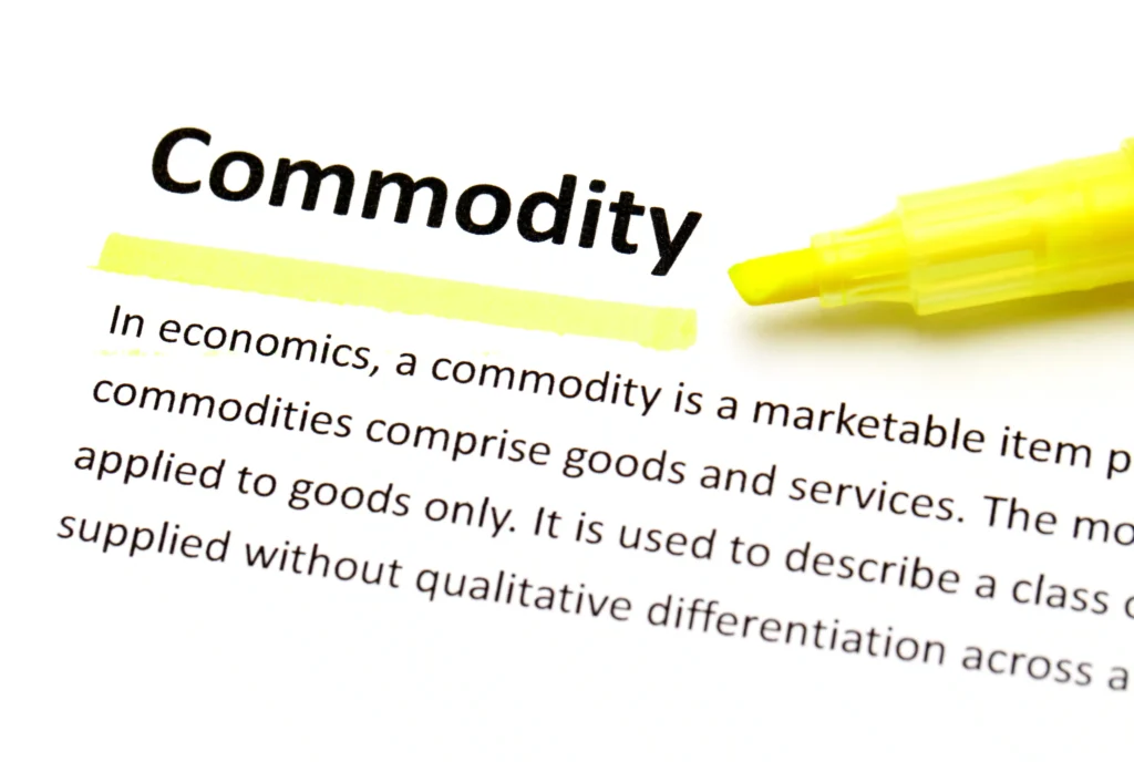 Commodity definition highlighted, symbolizing Spot Commodity trading and real-time market value.